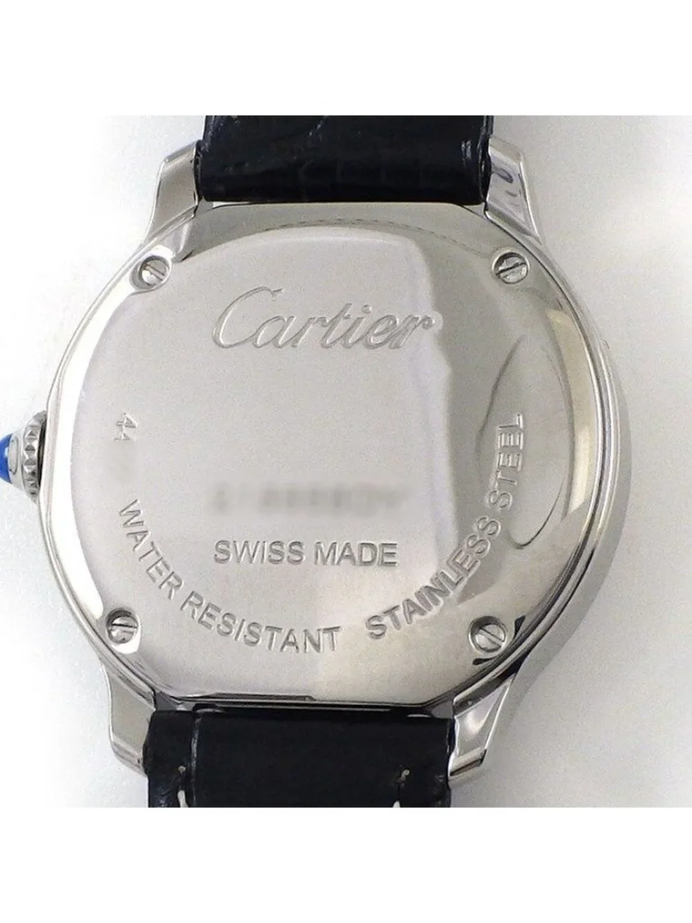 Cartier Watch Rondo Must Silver Dial Roman Index Black Cowhide SS Quartz Analog